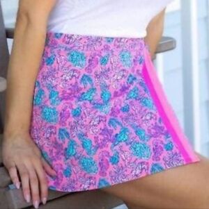 Vibrant Pink and Blue Patterned Mini Skirt